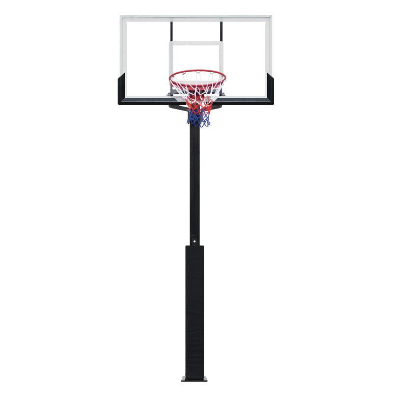 Outdoor Buried Hand-operated Height Adjustable Basketball Stand for Backyard Play