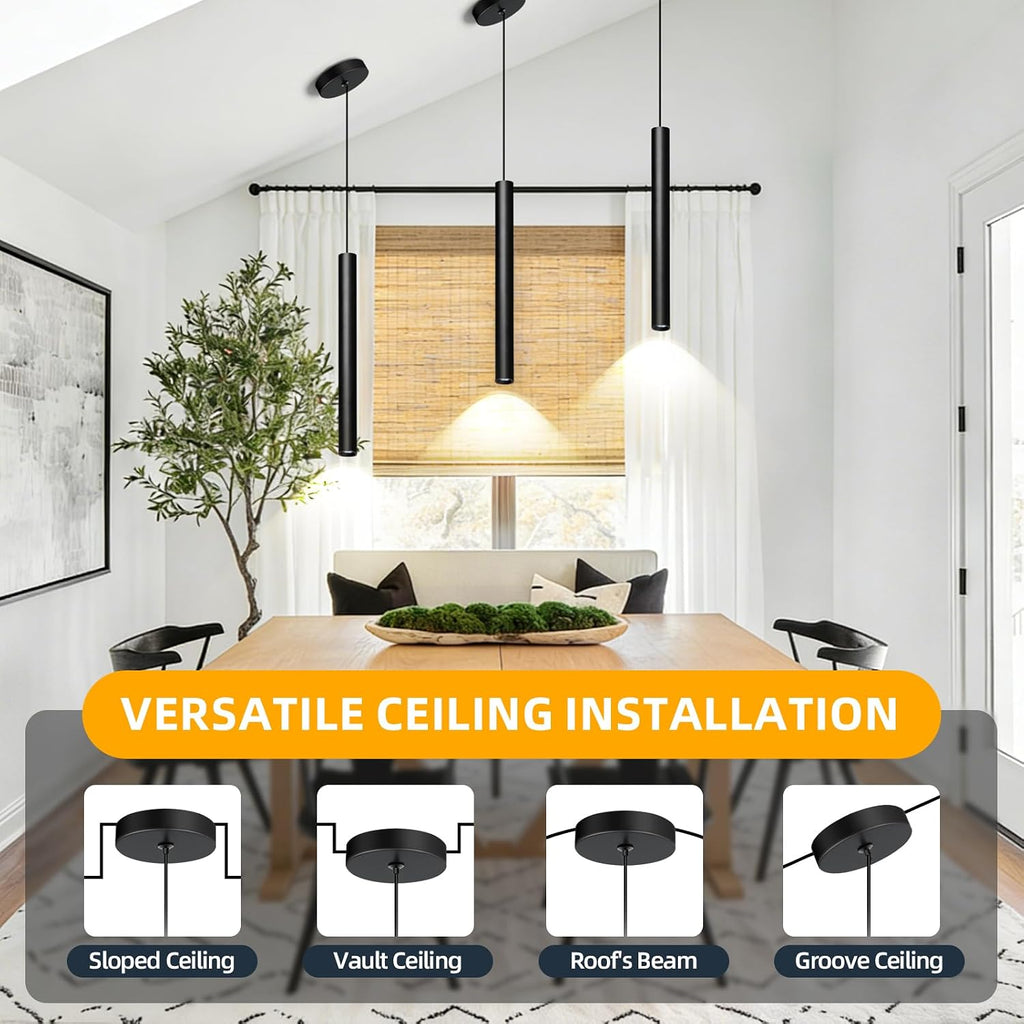 Modern Pendant Light Fixtures 3-Pack | Dimmable LED Kitchen Island Lighting, 2700K-6000K Adjustable, 15" Hanging Ceiling Lights