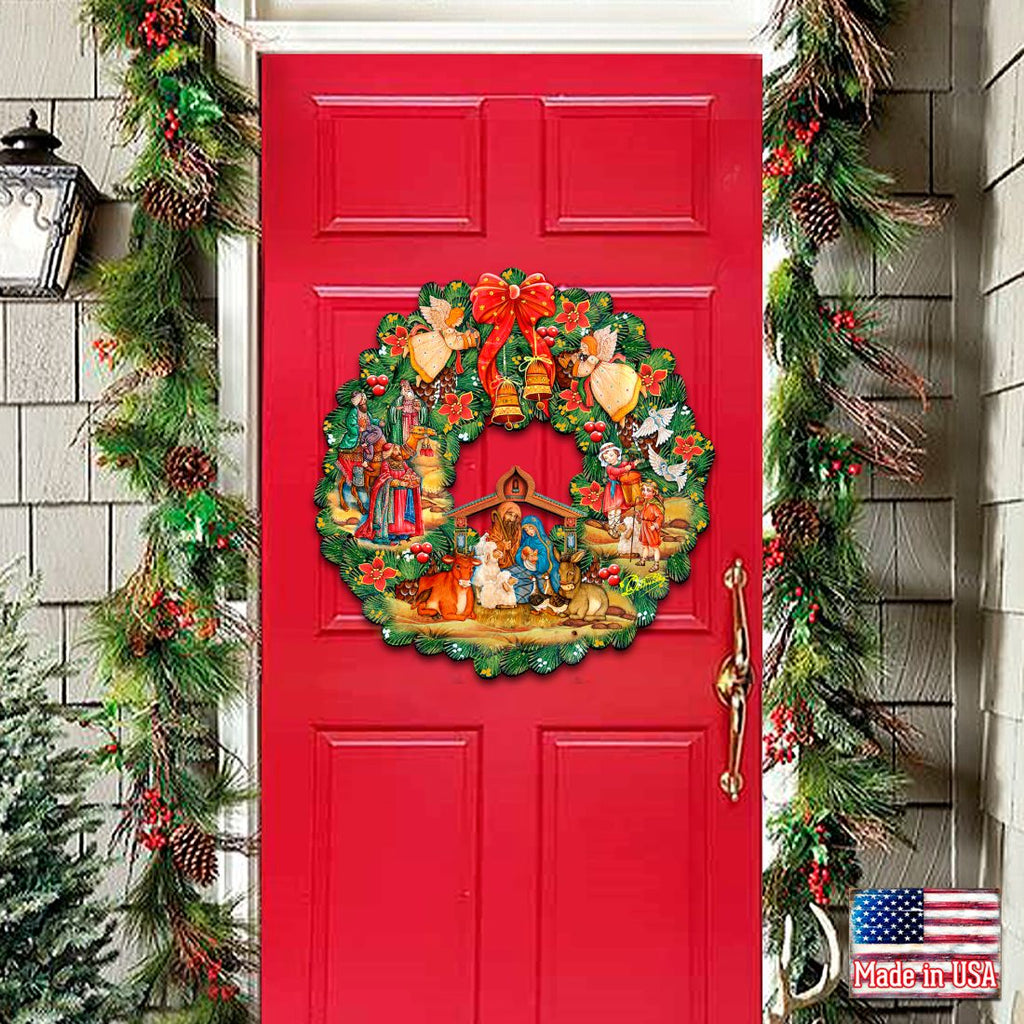 Nativity Holiday Door Wreath by G. DeBrekht - Nativity Holiday Decor - 8185314H