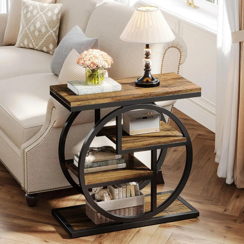 Wood/Metal Side Storage Table