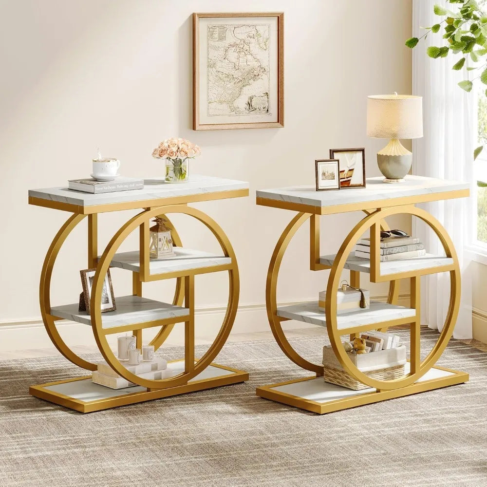 Wood/Metal Side Storage Table