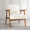MidCentury Modern Accent Chair With 5.9 Thick Cushioned Seat, Solid Wood Frame Armchair For Living Room And Bedroom